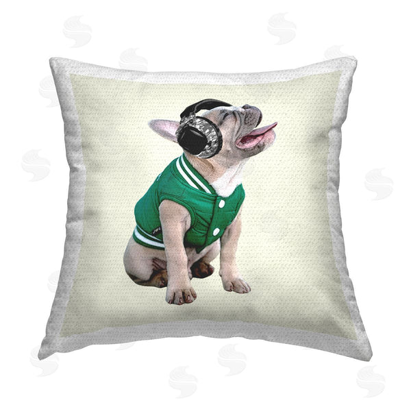 Stupell Industries Karen Smith | French Bulldog Music Headphones Printed Throw Pillow