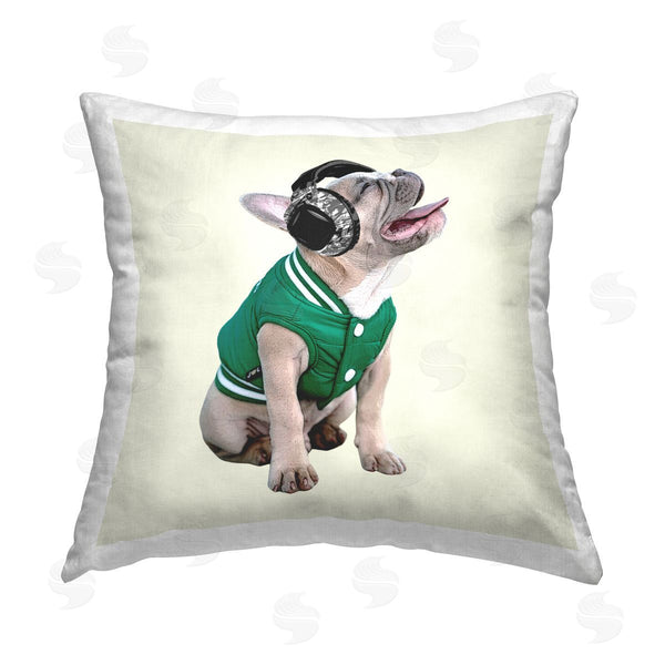 stupell industries Karen Smith | French Bulldog Music Headphones Printed Throw Pillow