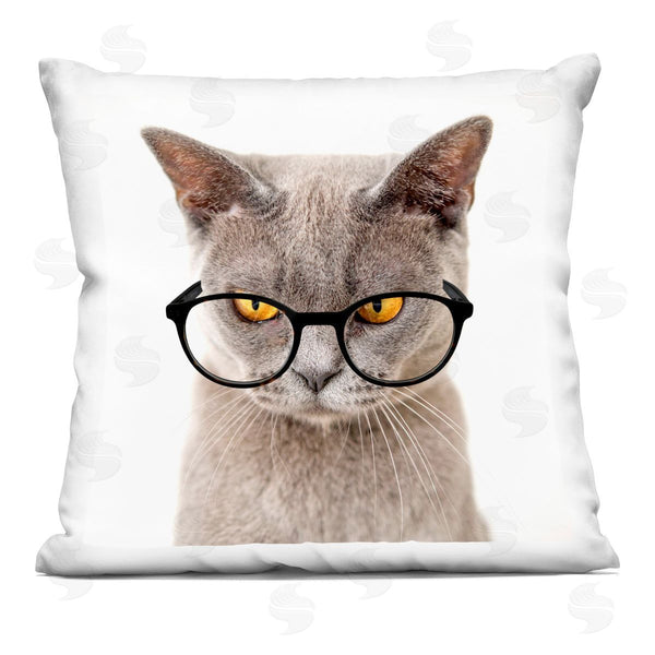 stupell industries Karen Smith | Fun Cat Yellow Eyes Glasses Printed Throw Pillow