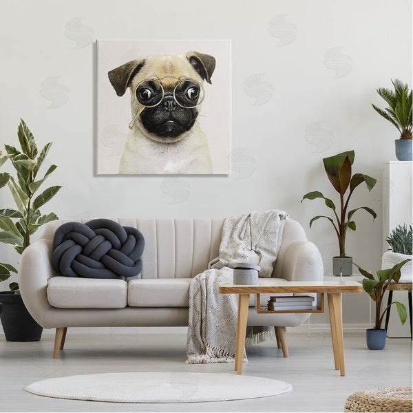 Stupell Industries Karen Smith | Fun Pug Vintage Glasses Wall Art
