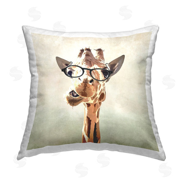 stupell industries Karen Smith | Funny Giraffe Wearing Glasses Printed Throw Pillow