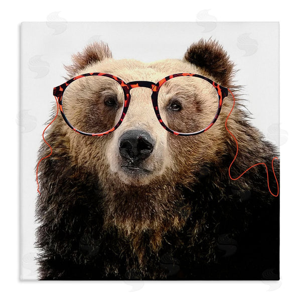 stupell industries Karen Smith | Funny Grizzly Bear Wearing Glasses Wall Art