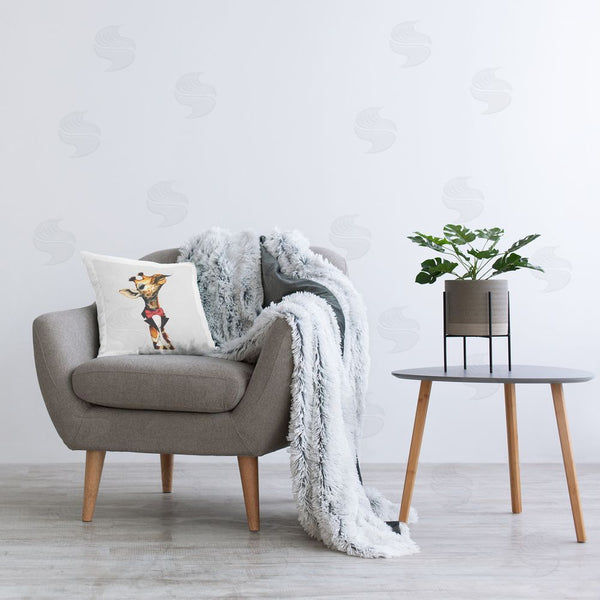 Stupell Industries Karen Smith | Giraffe With Mustache Printed Throw Pillow