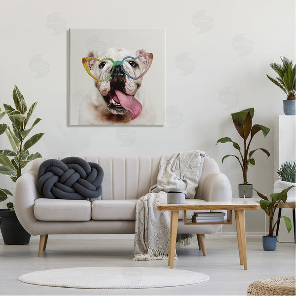 Stupell Industries Karen Smith | Happy Bulldog Rainbow Heart Glasses Wall Art