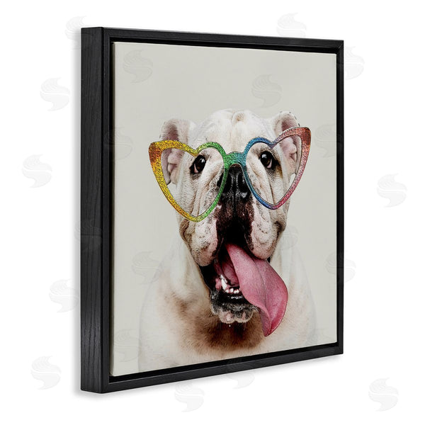 Stupell Industries Karen Smith | Happy Bulldog Rainbow Heart Glasses Wall Art