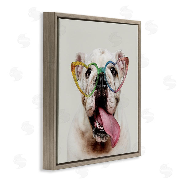 Stupell Industries Karen Smith | Happy Bulldog Rainbow Heart Glasses Wall Art