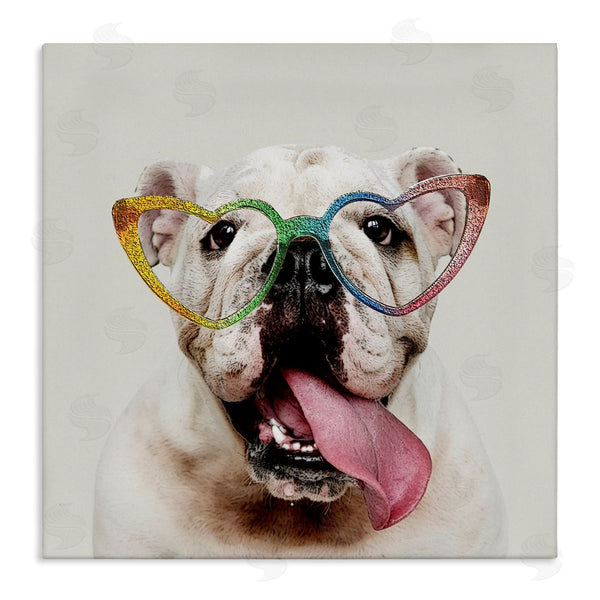 stupell industries Karen Smith | Happy Bulldog Rainbow Heart Glasses Wall Art