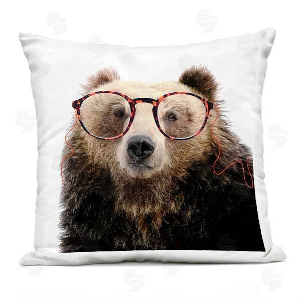 Stupell Industries Karen Smith | Happy Woodland Bear Glasses Printed Throw Pillow