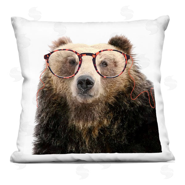 stupell industries Karen Smith | Happy Woodland Bear Glasses Printed Throw Pillow