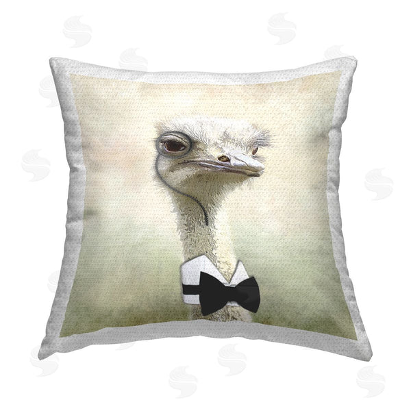 Stupell Industries Karen Smith | Ostrich Monocle Bowtie Funny Bird Printed Throw Pillow