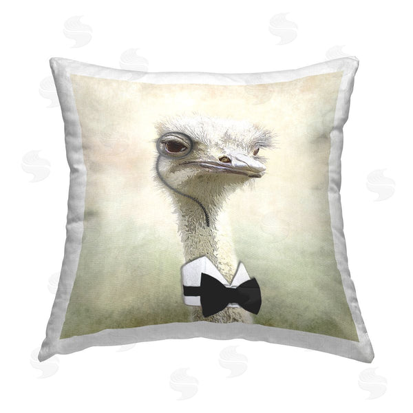stupell industries Karen Smith | Ostrich Monocle Bowtie Funny Bird Printed Throw Pillow