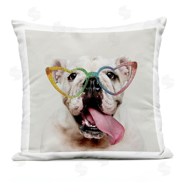 Stupell Industries Karen Smith | Rainbow Glasses Happy Dog Printed Throw Pillow