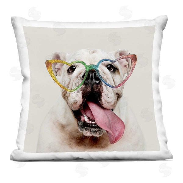 stupell industries Karen Smith | Rainbow Glasses Happy Dog Printed Throw Pillow