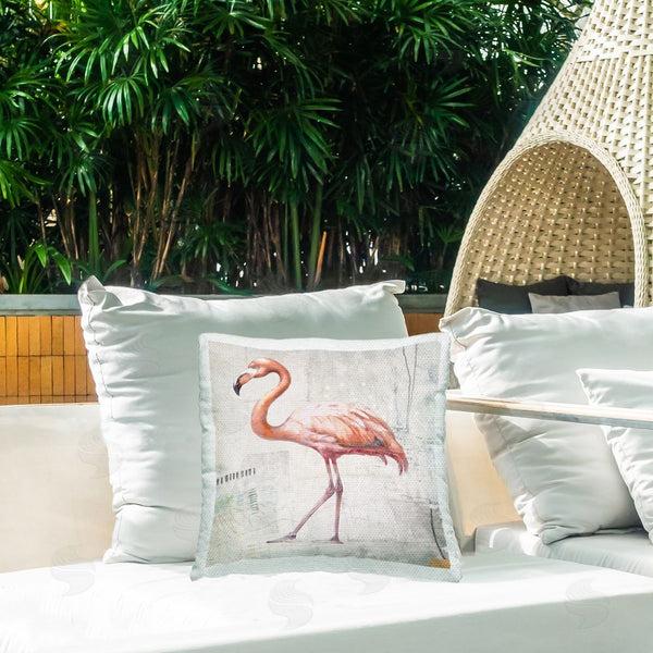 Stupell Industries Karen Smith | Rustic Patterned Flamingo Printed Throw Pillow