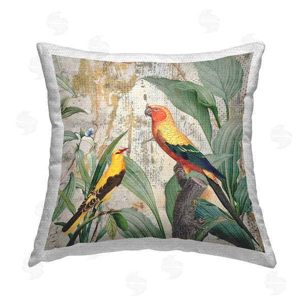 Stupell Industries Karen Smith | Rustic Tropical Birds Printed Throw Pillow