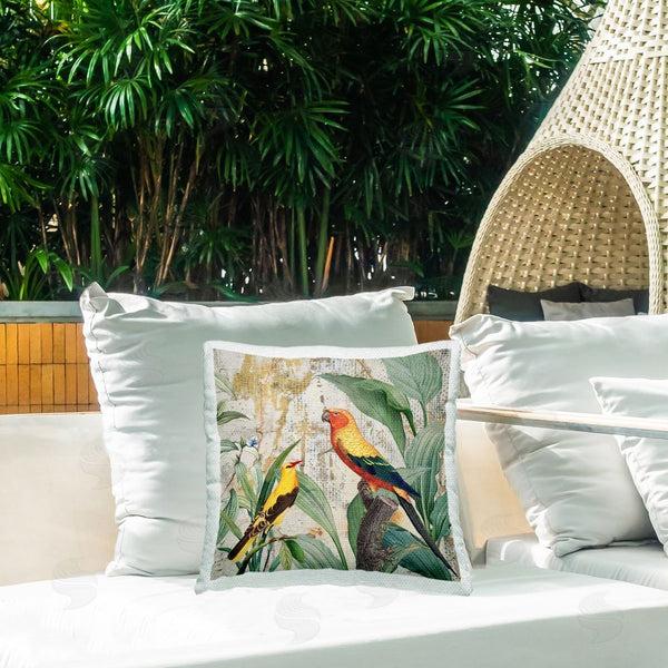 Stupell Industries Karen Smith | Rustic Tropical Birds Printed Throw Pillow