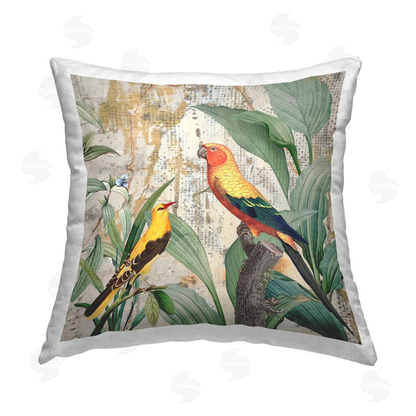 stupell industries Karen Smith | Rustic Tropical Birds Printed Throw Pillow