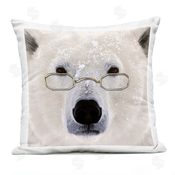 Stupell Industries Karen Smith | Snowy Polar Bear Glasses Face Printed Throw Pillow