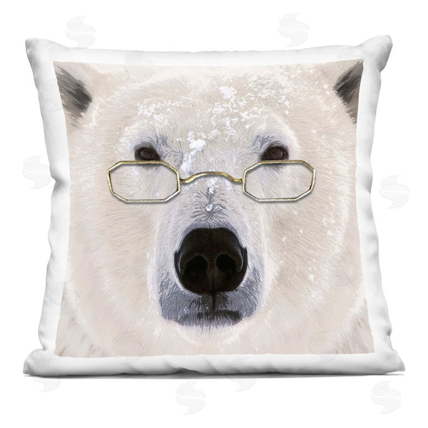 stupell industries Karen Smith | Snowy Polar Bear Glasses Face Printed Throw Pillow