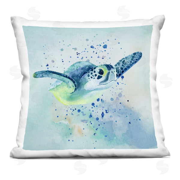 stupell industries Karen Smith | Swimming Turtle Underwater Bubbles Printed Throw Pillow