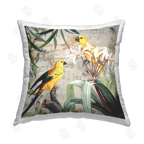 stupell industries Karen Smith | Vintage Birds & Leaves Printed Throw Pillow