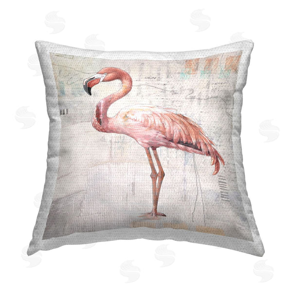 Stupell Industries Karen Smith | Vintage Pattern Flamingo Printed Throw Pillow