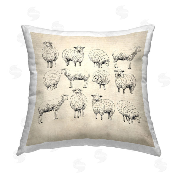 stupell industries Karen Smith | Vintage Sheep Farmhouse Printed Throw Pillow