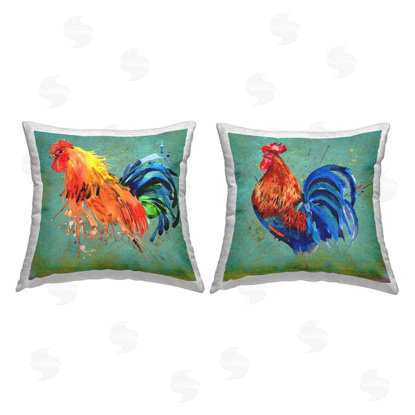 Stupell Industries Karen Smith | Vivid Modern Farmhouse Roosters Printed Throw Pillow Set