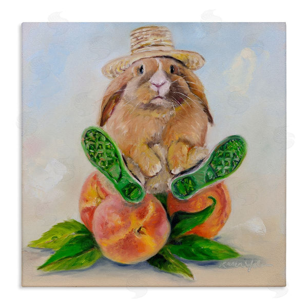 stupell industries Karen Weber Fine Art | Adorable Bunny Rabbit on Peach