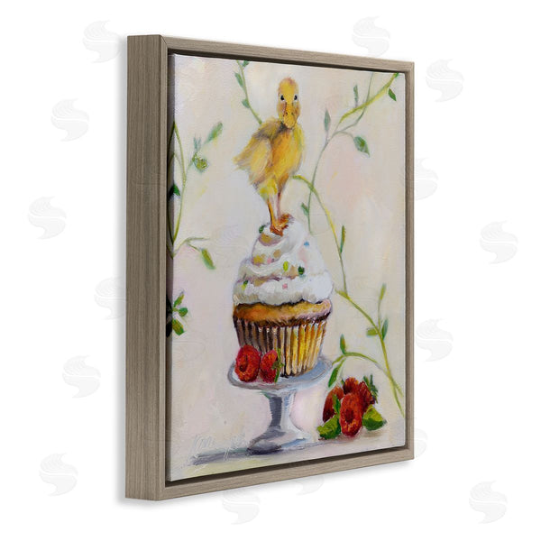 Stupell Industries Karen Weber Fine Art | Baby Duck On Raspberry Cupcake Wall Art
