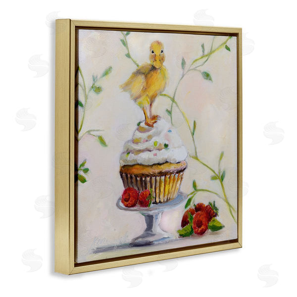 Stupell Industries Karen Weber Fine Art | Baby Duck On Raspberry Cupcake Wall Art