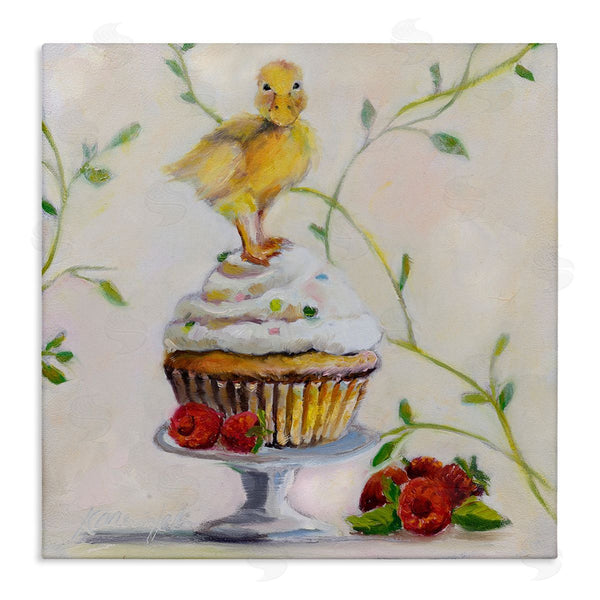 stupell industries Karen Weber Fine Art | Baby Duck on Raspberry Cupcake Wall Art