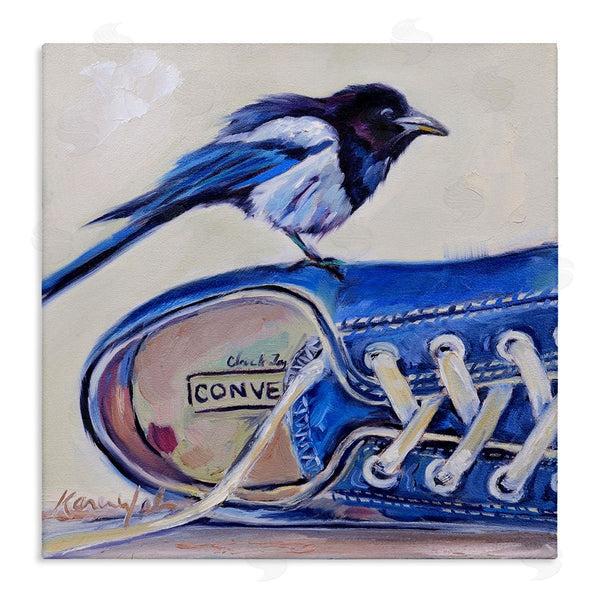 stupell industries Karen Weber Fine Art | Blue Bird Perched on Sneakers Wall Art