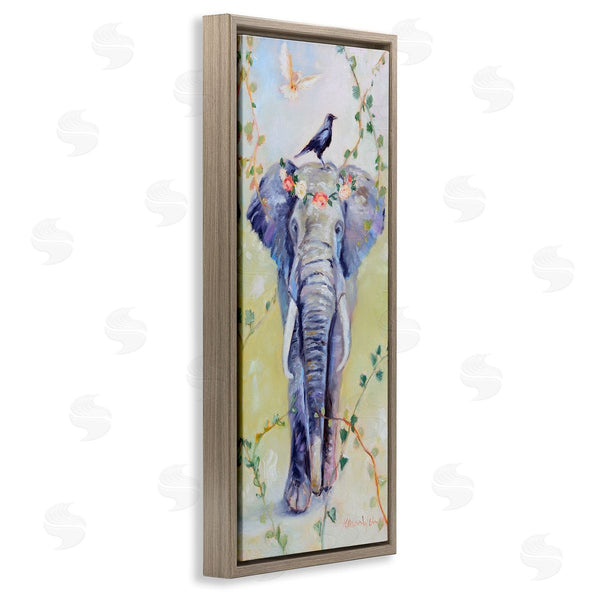 Stupell Industries Karen Weber Fine Art | Bohemian Elephant With Green Vines Wall Art