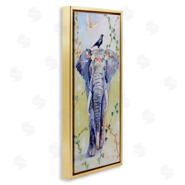 Stupell Industries Karen Weber Fine Art | Bohemian Elephant With Green Vines Wall Art