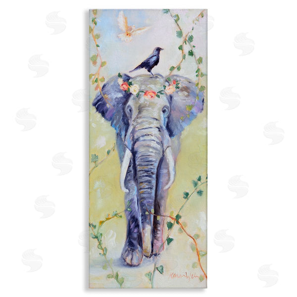 stupell industries Karen Weber Fine Art | Bohemian Elephant with Green Vines Wall Art
