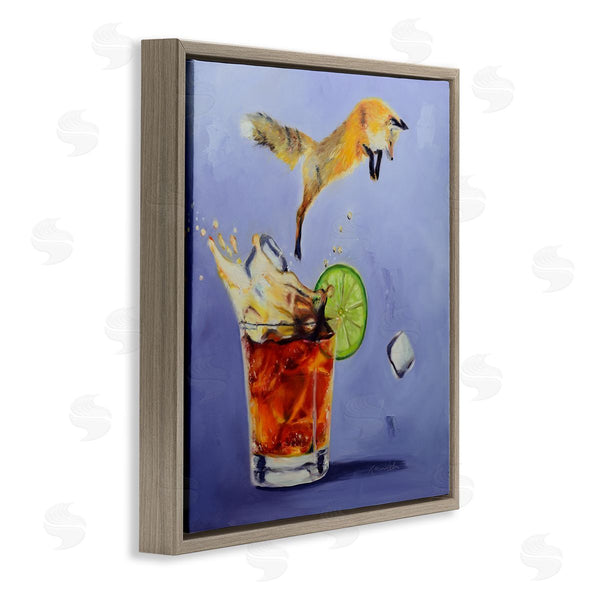 Stupell Industries Karen Weber Fine Art | Fox Leaping Vintage Cocktail Painting