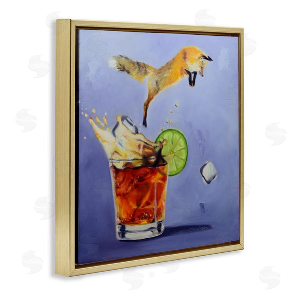 Stupell Industries Karen Weber Fine Art | Fox Leaping Vintage Cocktail Painting