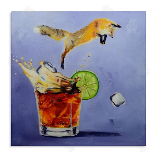 stupell industries Karen Weber Fine Art | Fox Leaping Vintage Cocktail Painting
