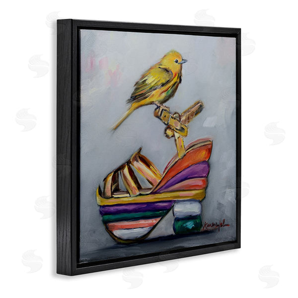 Stupell Industries Karen Weber Fine Art | Multi-Color Shoe With Yellow Warbler