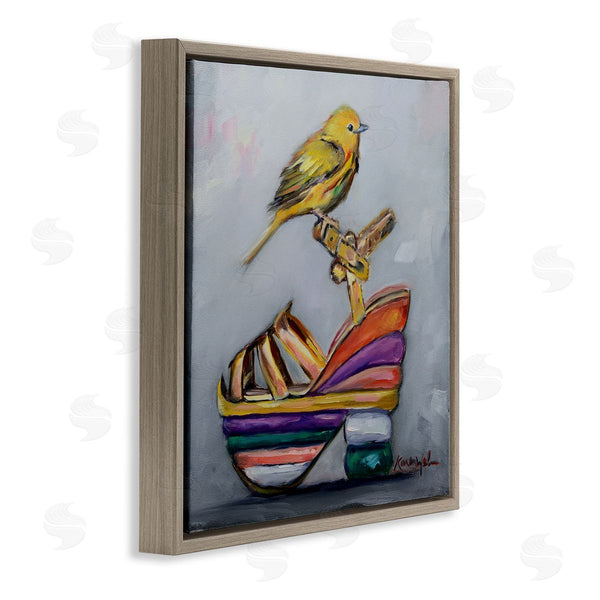 Stupell Industries Karen Weber Fine Art | Multi-Color Shoe With Yellow Warbler