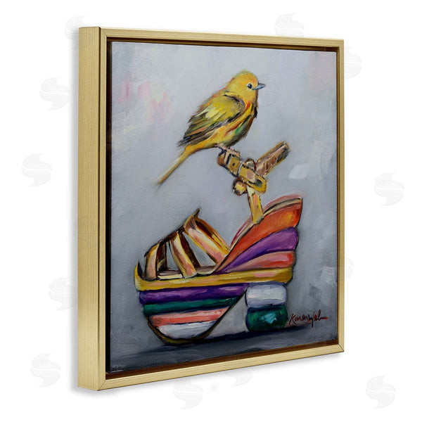 Stupell Industries Karen Weber Fine Art | Multi-Color Shoe With Yellow Warbler