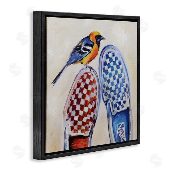 Stupell Industries Karen Weber Fine Art | Oriole Bird On Vintage Checkered Sneakers