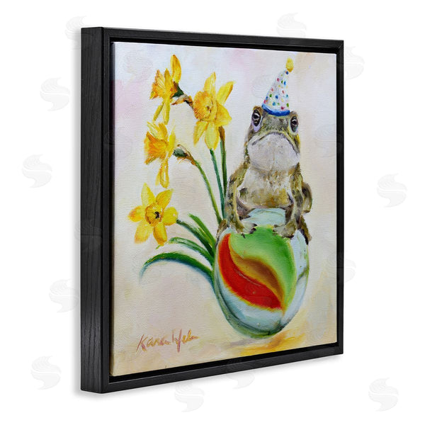 Stupell Industries Karen Weber Fine Art | Party Frog On Marble Yellow Daffodils