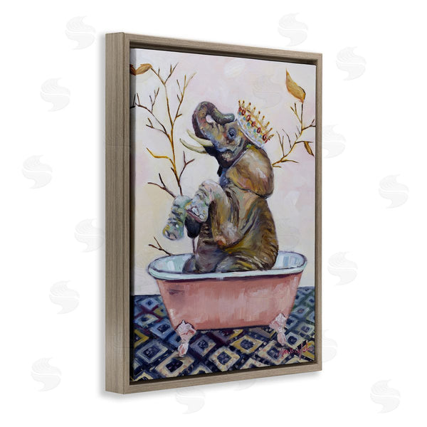 Stupell Industries Karen Weber Fine Art | Regal Elephant With Pink Bath Tub