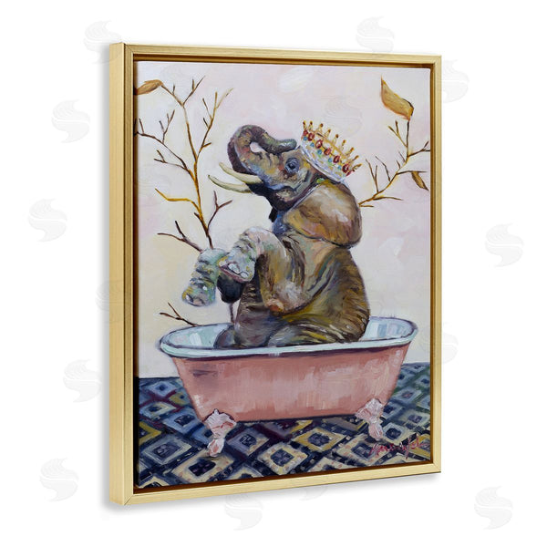 Stupell Industries Karen Weber Fine Art | Regal Elephant With Pink Bath Tub