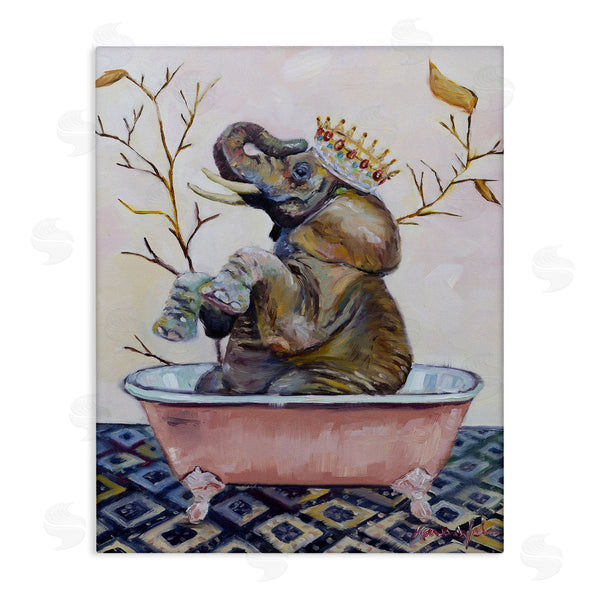 stupell industries Karen Weber Fine Art | Regal Elephant with Pink Bath Tub
