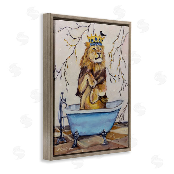 Stupell Industries Karen Weber Fine Art | Regal Lion In Blue Claw Bath