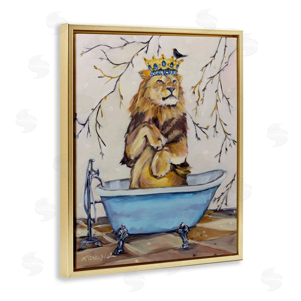 Stupell Industries Karen Weber Fine Art | Regal Lion In Blue Claw Bath