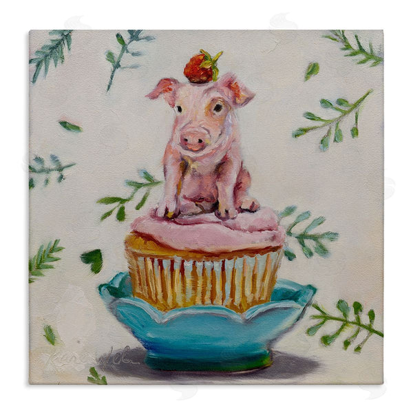 stupell industries Karen Weber Fine Art | Teacup Pig on Cupcake